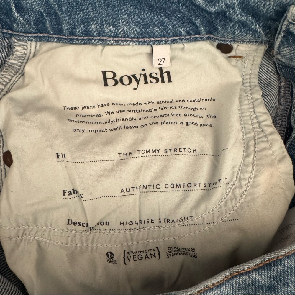 Boyish The Tommy Stretch High Rise Straight Jeans In Eternal Sunshine Size 27 - Picture 9 of 10